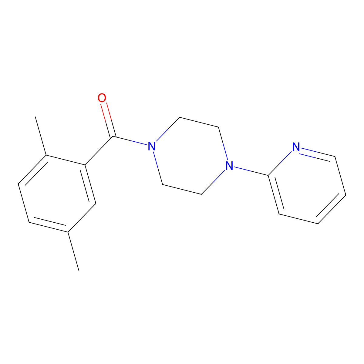 (2,5-Dimethylphenyl)-(4-pyridin-2-ylpiperazin-1-yl)methanone molecular structure, CAS 701241-41-0