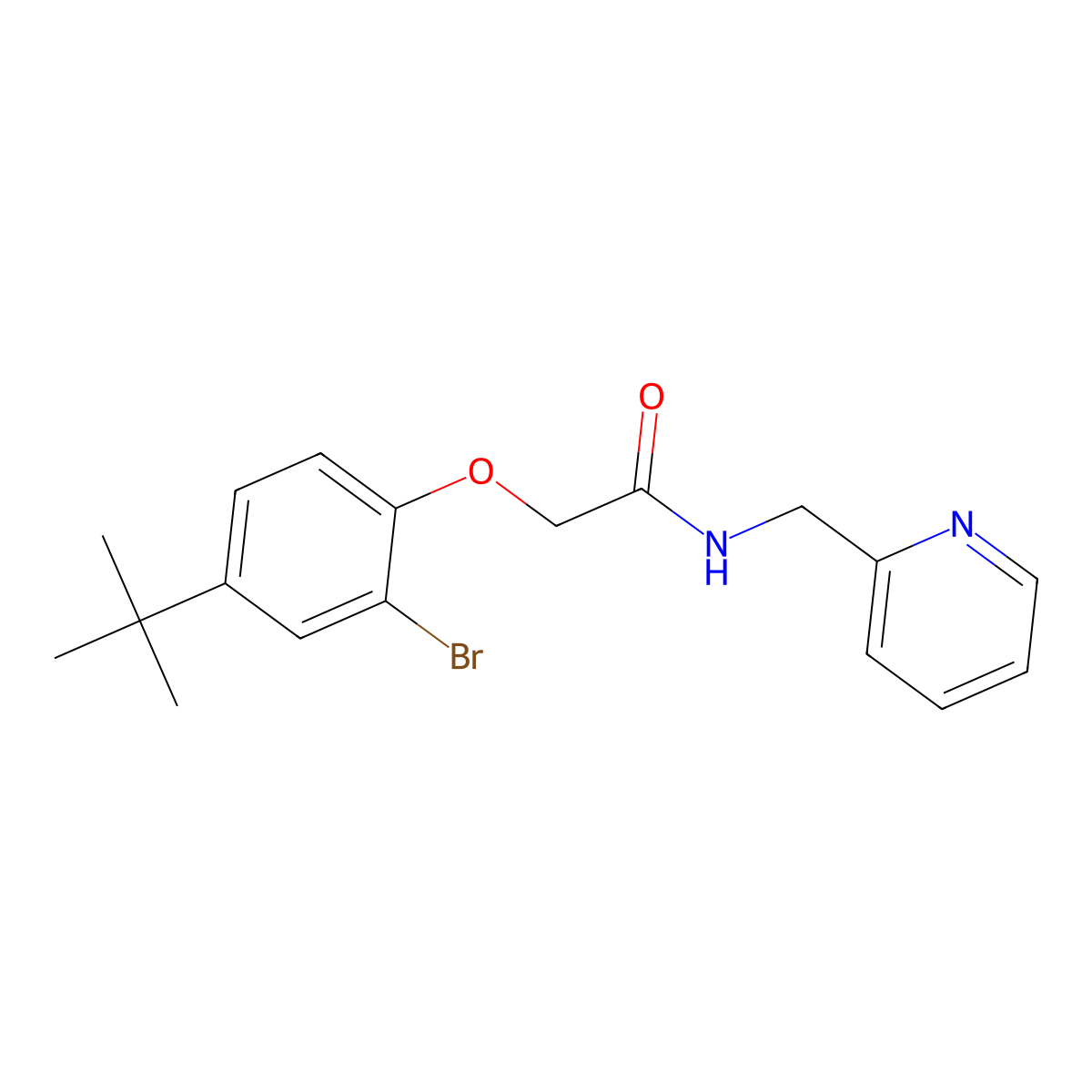 2-(2-bromo-4-tert-butylphenoxy)-N-(pyridin-2-ylmethyl)acetamide molecular structure, CAS 701241-50-1