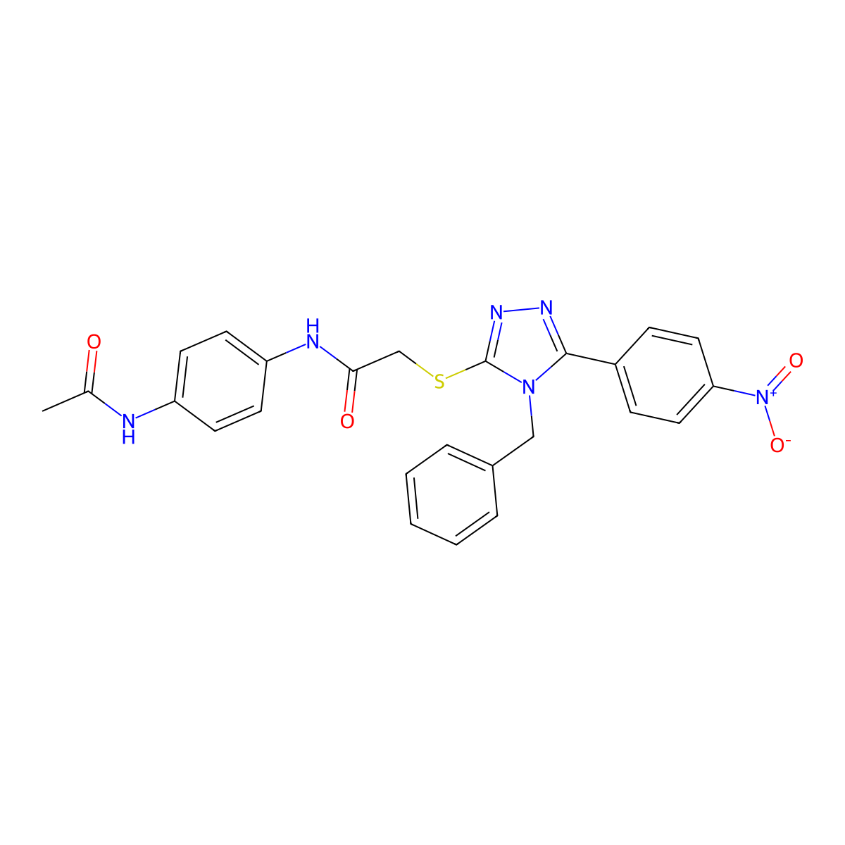 N-(4-acetamidophenyl)-2-[[4-benzyl-5-(4-nitrophenyl)-1,2,4-triazol-3-yl]sulfanyl]acetamide molecular structure, CAS 701241-54-5