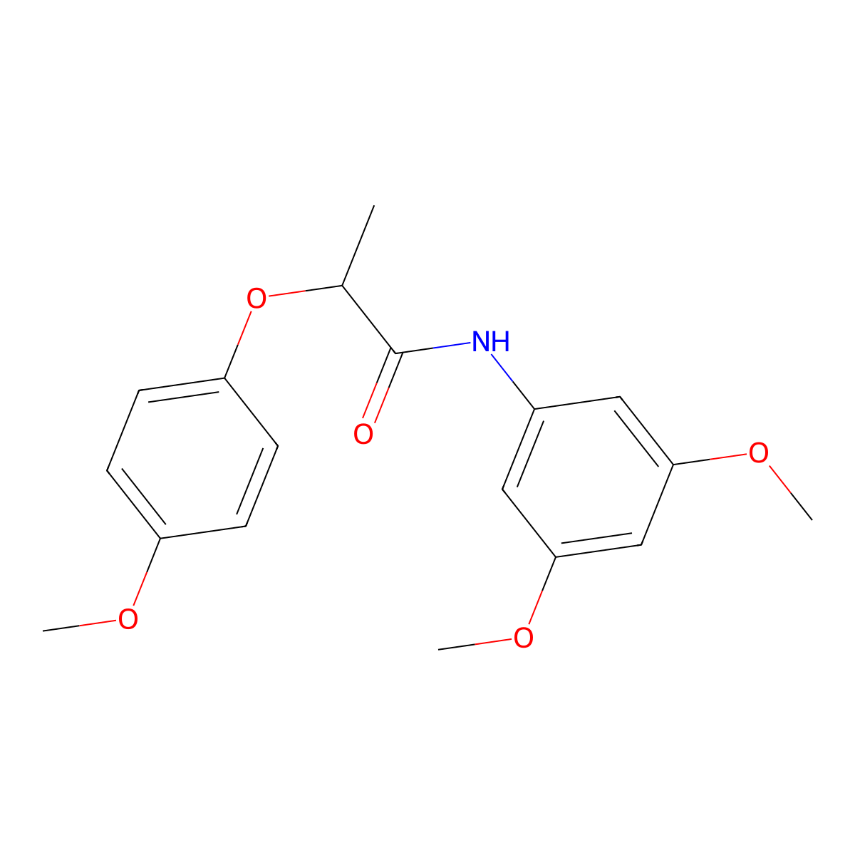 N-(3,5-dimethoxyphenyl)-2-(4-methoxyphenoxy)propanamide molecular structure, CAS 701241-55-6