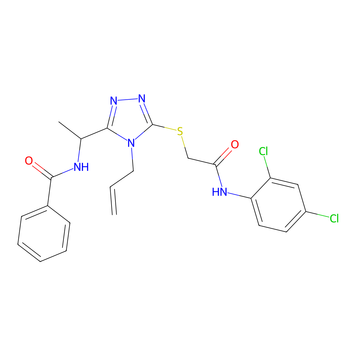 N-{1-[5-({2-[(2,4-dichlorophenyl)amino]-2-oxoethyl}sulfanyl)-4-(prop-2-en-1-yl)-4H-1,2,4-triazol-3-yl]ethyl}benzamide molecular structure, CAS 701241-65-8
