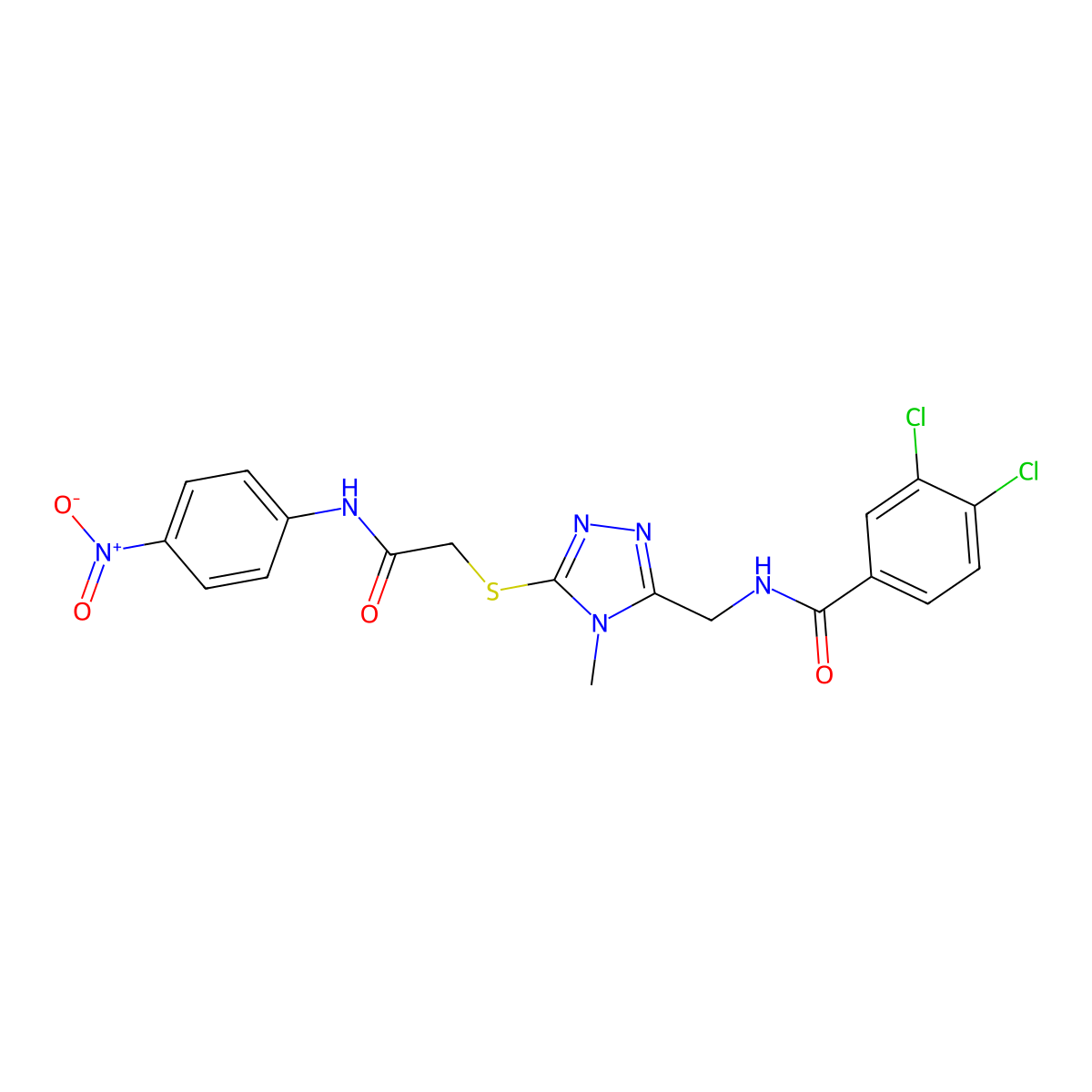 3,4-dichloro-N-[[4-methyl-5-[2-(4-nitroanilino)-2-oxoethyl]sulfanyl-1,2,4-triazol-3-yl]methyl]benzamide molecular structure, CAS 701241-88-5