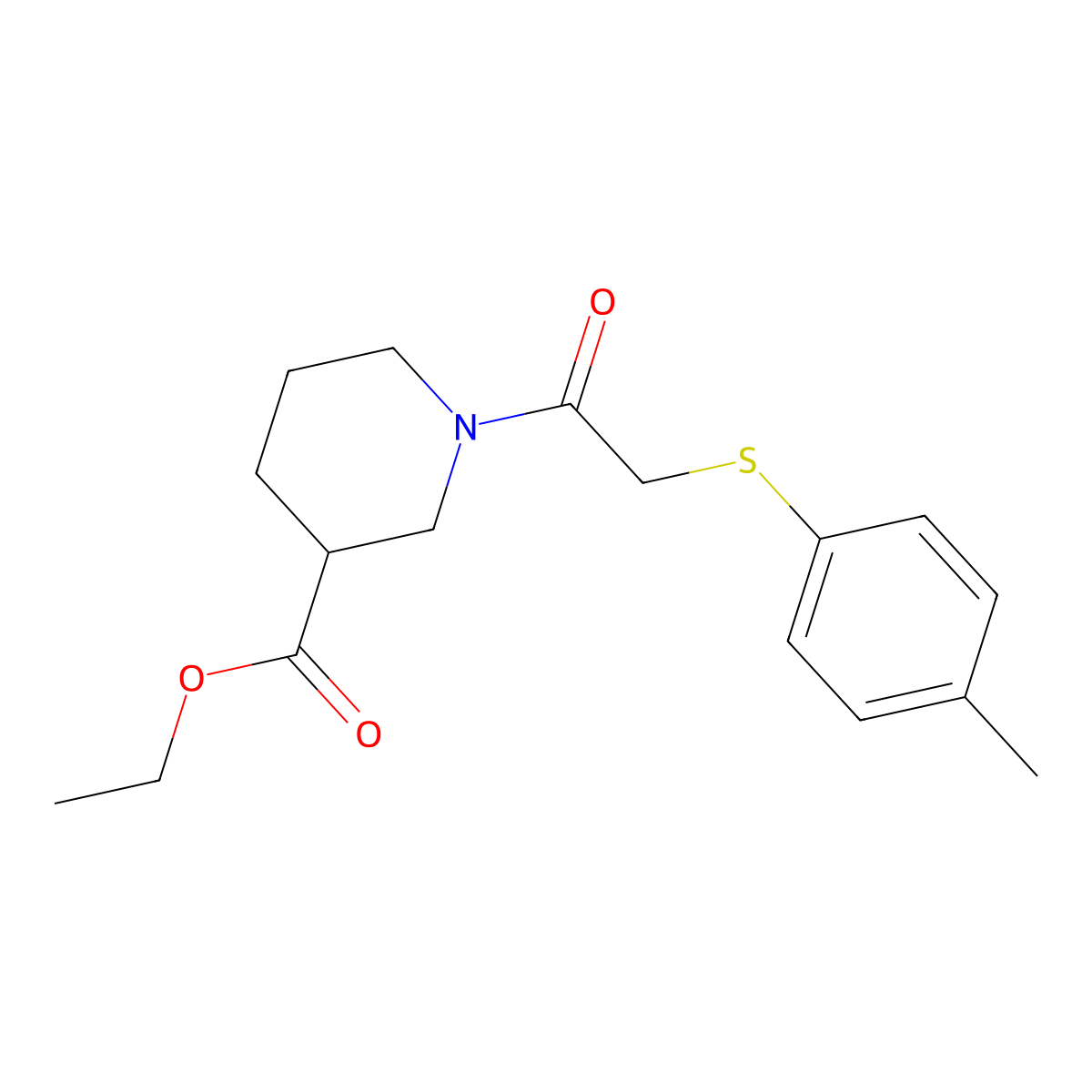Ethyl 1-{[(4-methylphenyl)sulfanyl]acetyl}piperidine-3-carboxylate molecular structure, CAS 701241-92-1