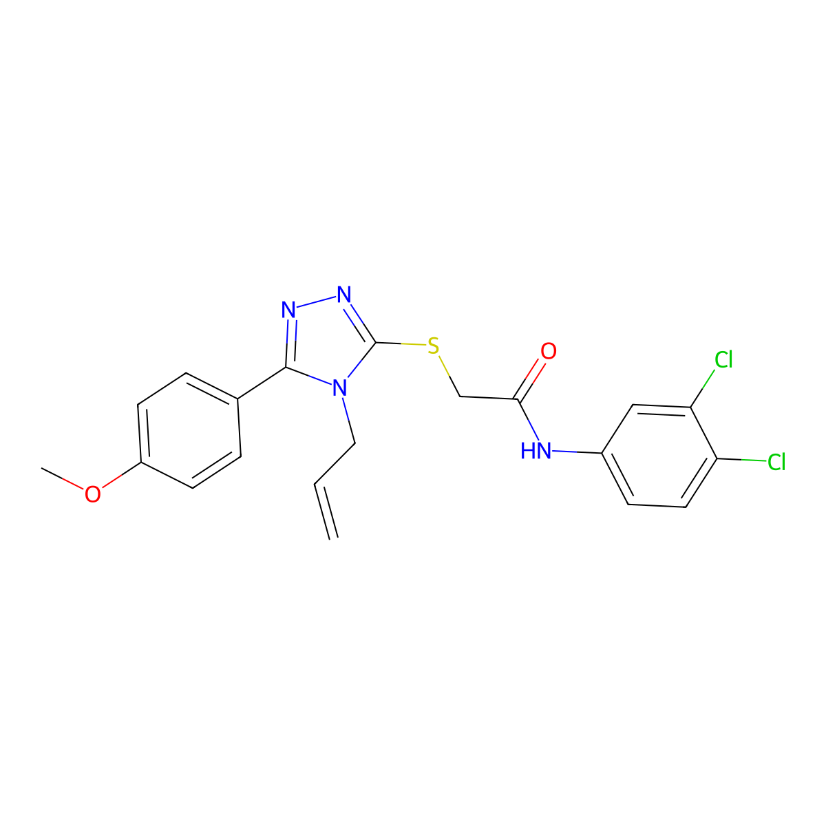 N-(3,4-dichlorophenyl)-2-[[5-(4-methoxyphenyl)-4-prop-2-enyl-1,2,4-triazol-3-yl]sulfanyl]acetamide molecular structure, CAS 701241-94-3