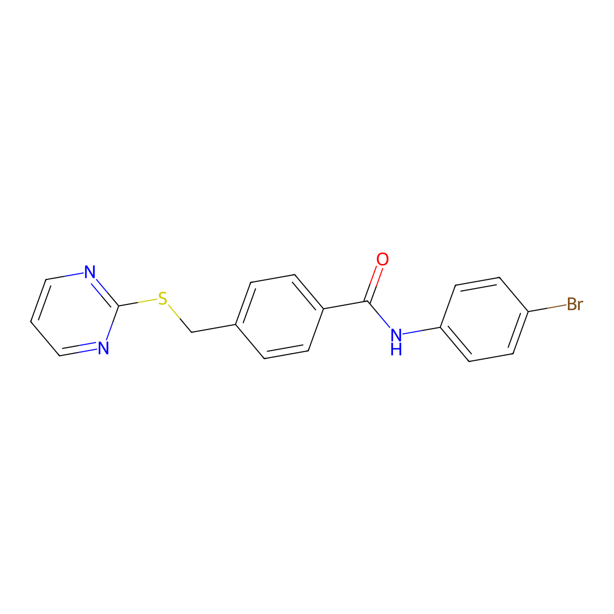N-(4-bromophenyl)-4-(pyrimidin-2-ylsulfanylmethyl)benzamide molecular structure, CAS 701241-95-4