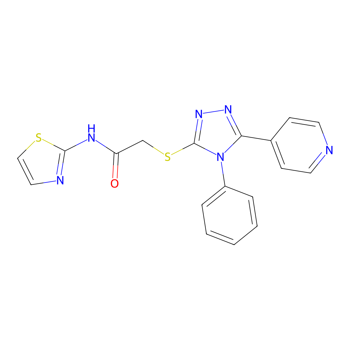 2-[(4-phenyl-5-pyridin-4-yl-1,2,4-triazol-3-yl)sulfanyl]-N-(1,3-thiazol-2-yl)acetamide molecular structure, CAS 701241-97-6