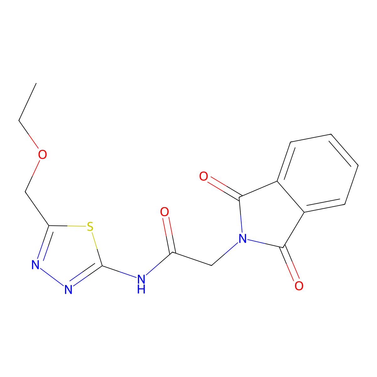 2-(1,3-dioxoisoindol-2-yl)-N-[5-(ethoxymethyl)-1,3,4-thiadiazol-2-yl]acetamide molecular structure, CAS 701242-04-8