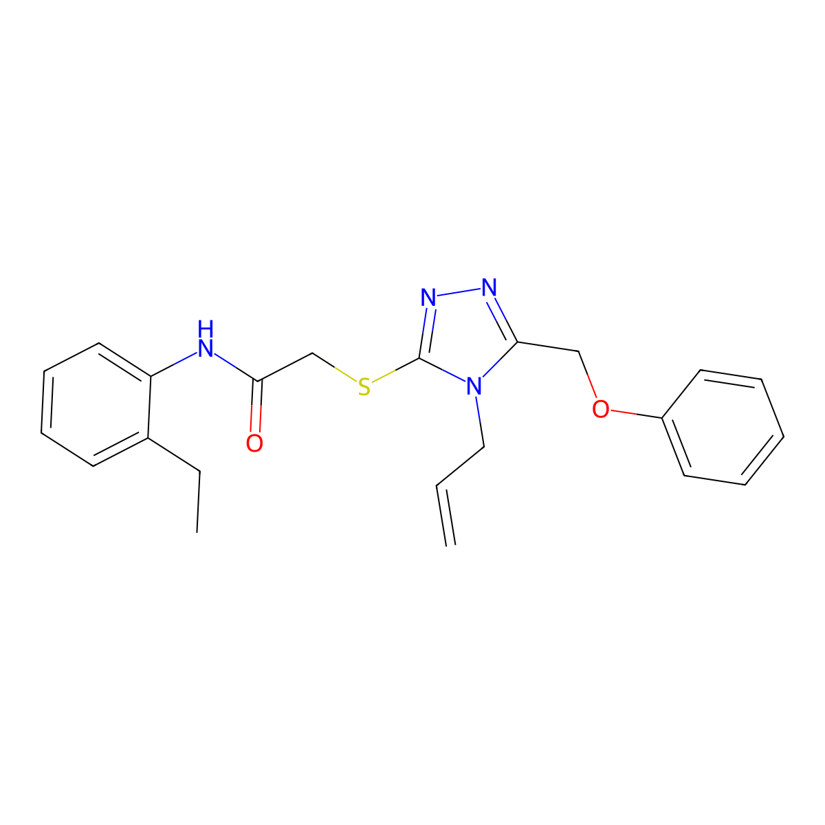N-(2-ethylphenyl)-2-{[5-(phenoxymethyl)-4-(prop-2-en-1-yl)-4H-1,2,4-triazol-3-yl]sulfanyl}acetamide molecular structure, CAS 701242-07-1