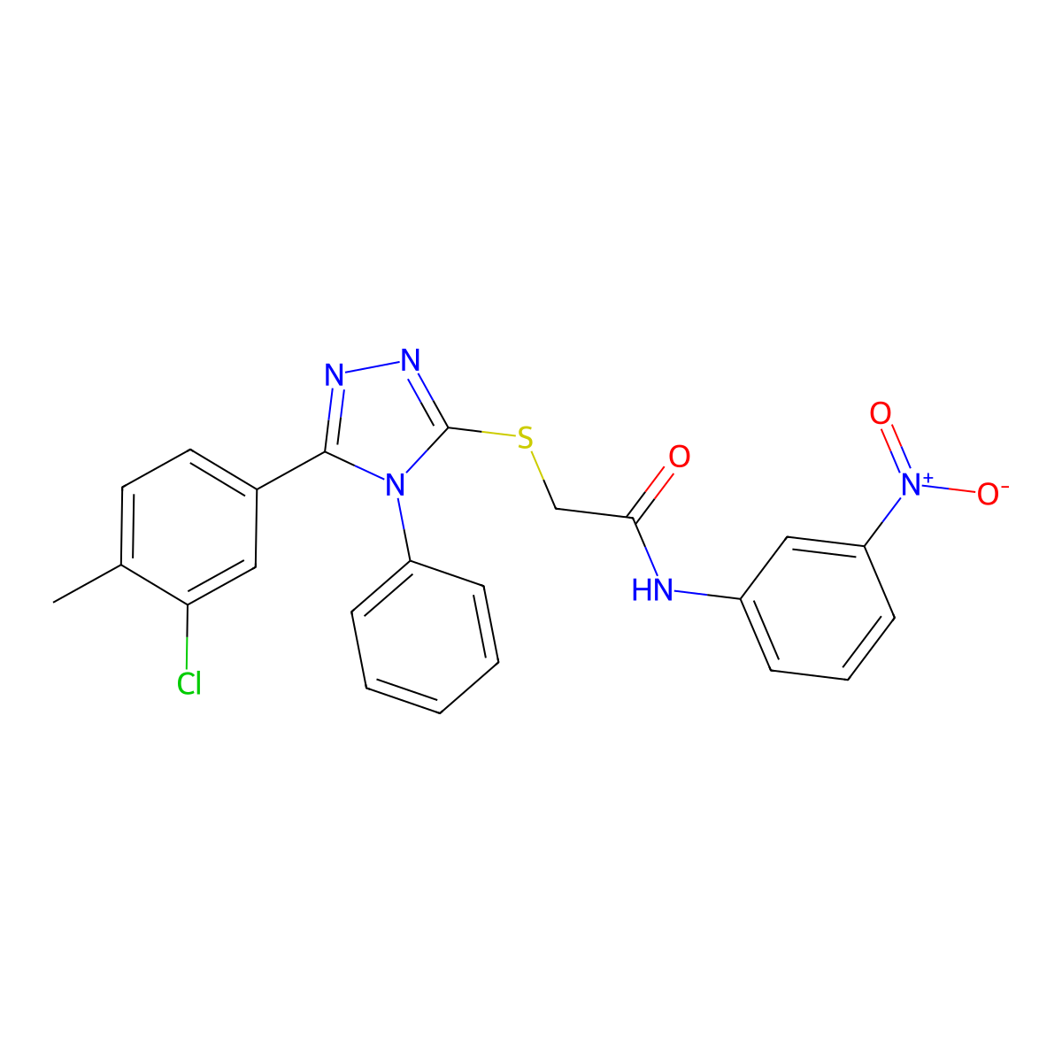 2-{[5-(3-chloro-4-methylphenyl)-4-phenyl-4H-1,2,4-triazol-3-yl]sulfanyl}-N-(3-nitrophenyl)acetamide molecular structure, CAS 701242-17-3