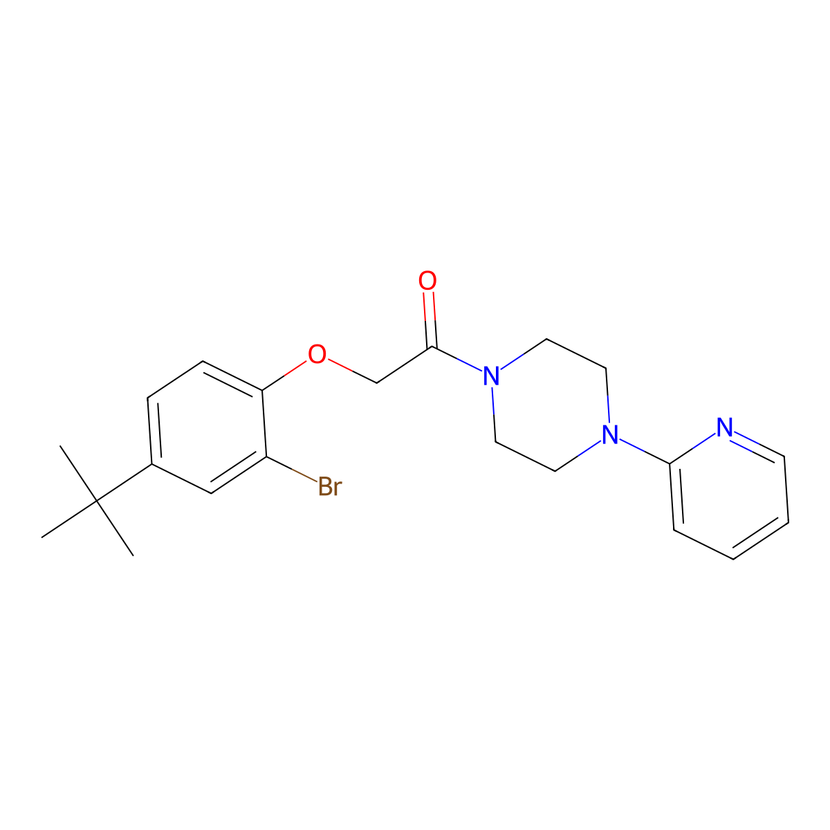 2-(2-Bromo-4-tert-butylphenoxy)-1-(4-pyridin-2-ylpiperazin-1-yl)ethanone molecular structure, CAS 701244-34-0