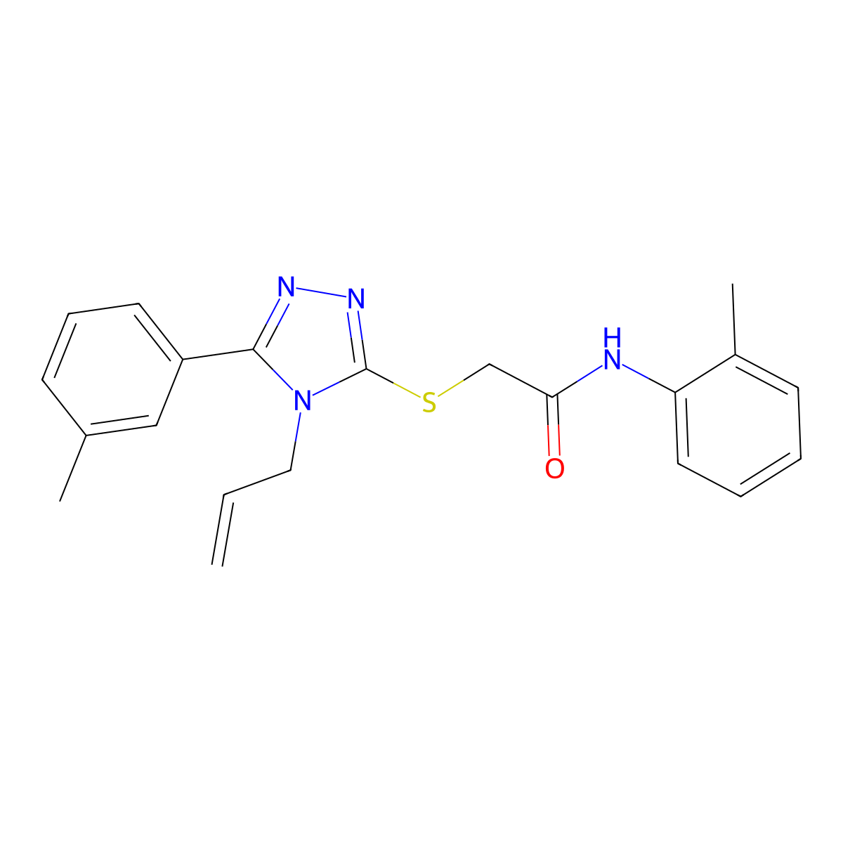 N-(2-methylphenyl)-2-[[5-(3-methylphenyl)-4-prop-2-enyl-1,2,4-triazol-3-yl]sulfanyl]acetamide molecular structure, CAS 701244-41-9