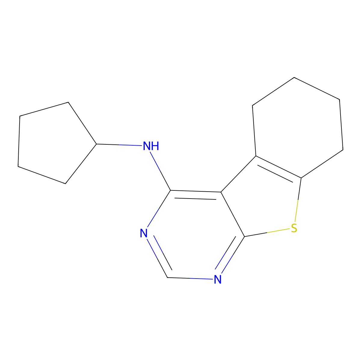 N-cyclopentyl-5,6,7,8-tetrahydro[1]benzothieno[2,3-d]pyrimidin-4-amine molecular structure, CAS 701244-54-4