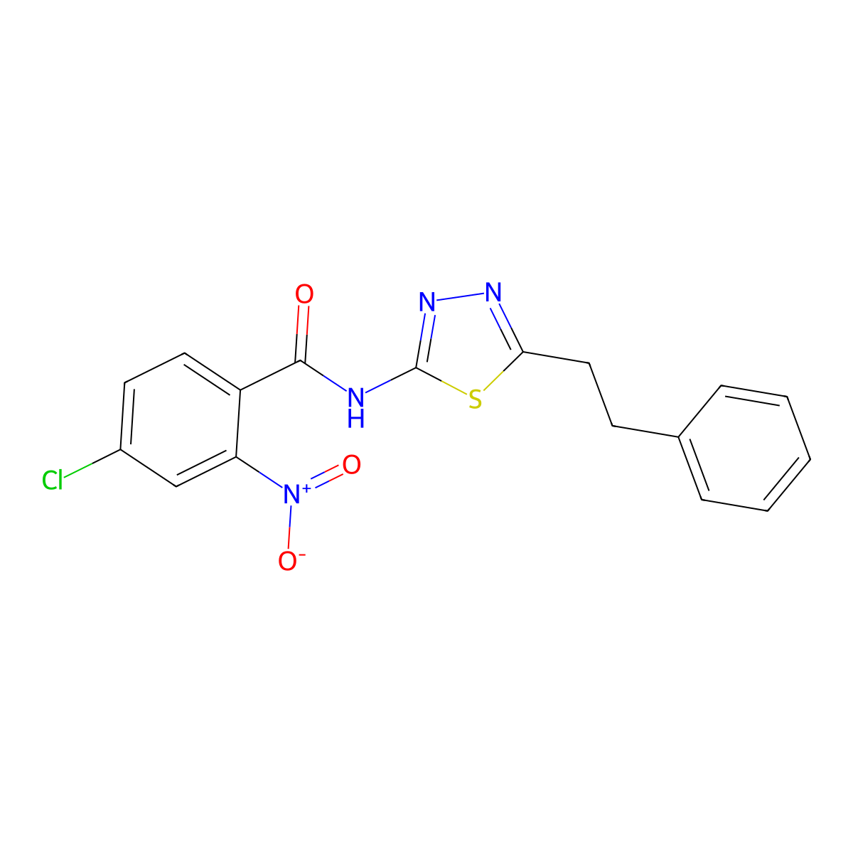 4-chloro-2-nitro-N-(5-phenethyl-1,3,4-thiadiazol-2-yl)benzamide molecular structure, CAS 701244-58-8