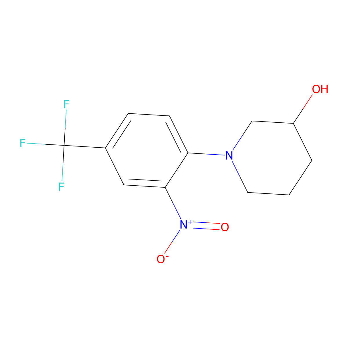 1-[2-Nitro-4-(trifluoromethyl)phenyl]piperidin-3-ol molecular structure, CAS 701244-66-8