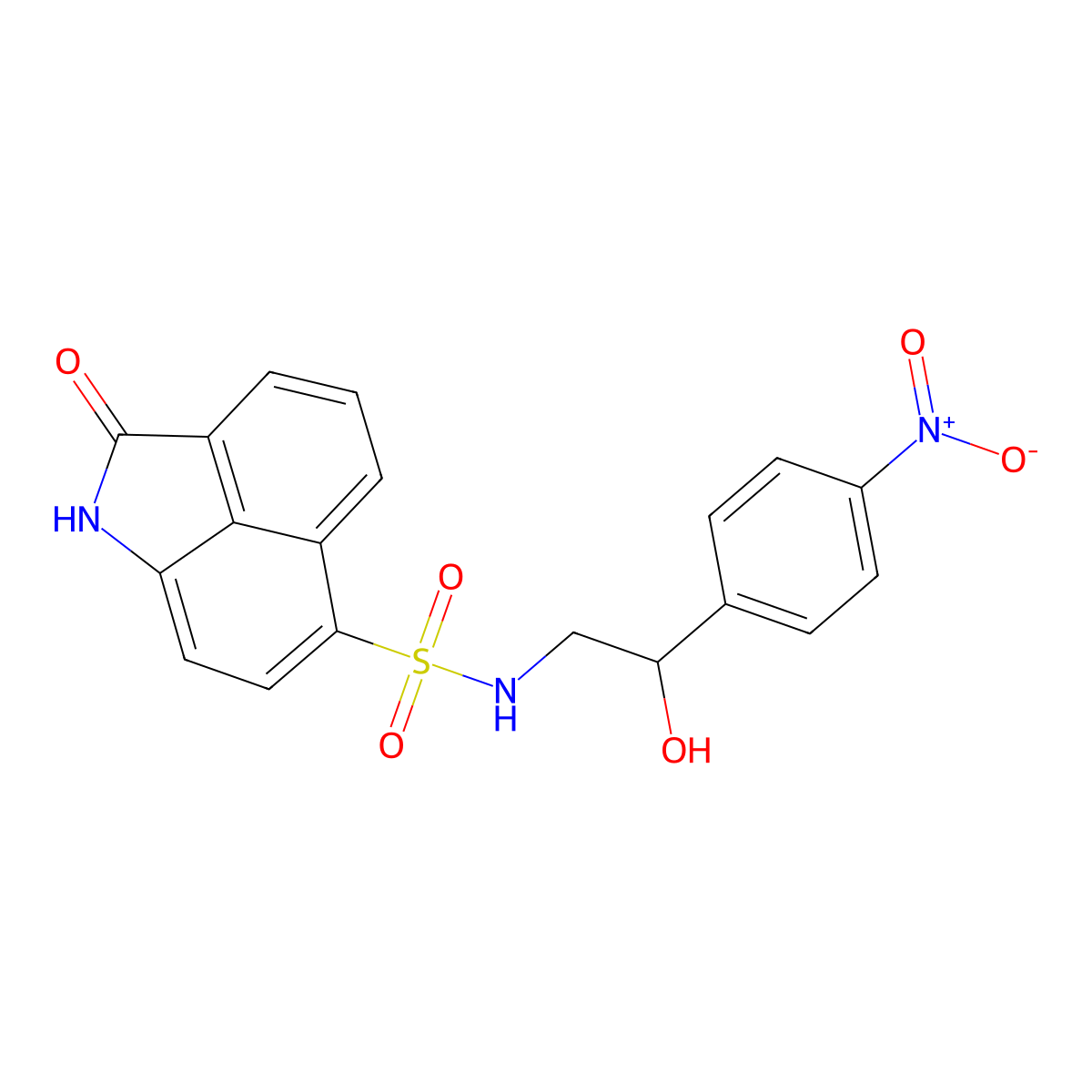 N-(2-hydroxy-2-(4-nitrophenyl)ethyl)-2-oxo-1,2-dihydrobenzo[cd]indole-6-sulfonamide molecular structure, CAS 701244-88-4