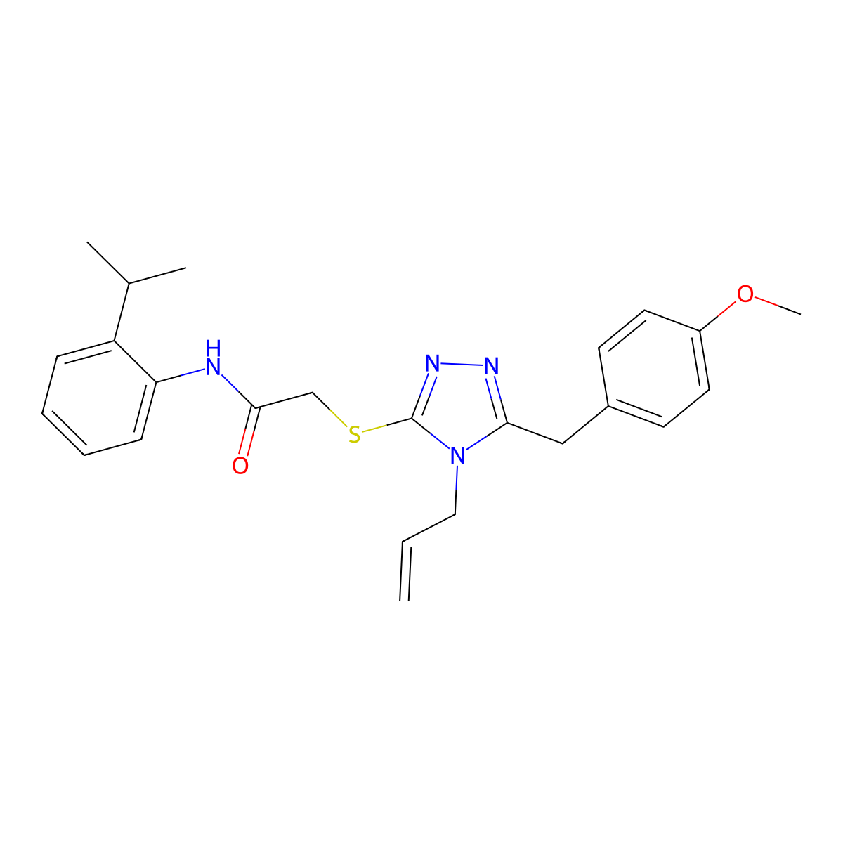 2-[[5-[(4-methoxyphenyl)methyl]-4-prop-2-enyl-1,2,4-triazol-3-yl]sulfanyl]-N-(2-propan-2-ylphenyl)acetamide molecular structure, CAS 701244-96-4