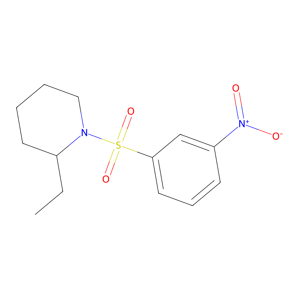 2-Ethyl-1-[(3-nitrophenyl)sulfonyl]piperidine molecular structure, CAS 701245-04-7