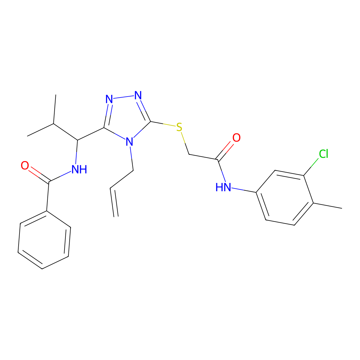 N-[1-[5-[2-(3-chloro-4-methylanilino)-2-oxoethyl]sulfanyl-4-prop-2-enyl-1,2,4-triazol-3-yl]-2-methylpropyl]benzamide molecular structure, CAS 701245-12-7