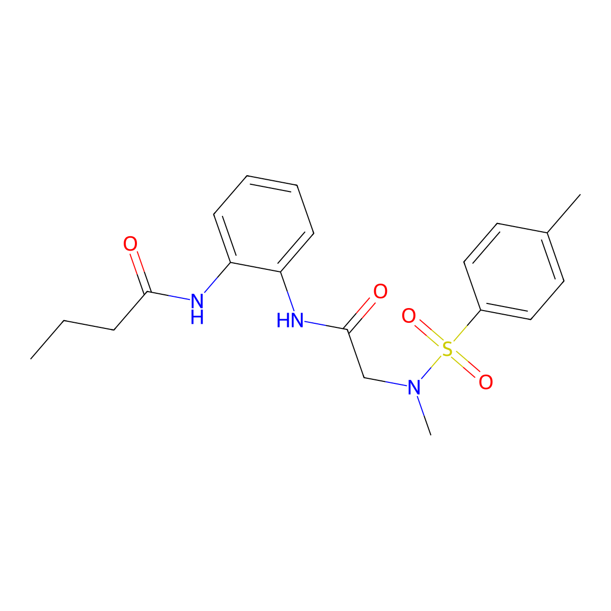 N-[2-({N-methyl-N-[(4-methylphenyl)sulfonyl]glycyl}amino)phenyl]butanamide molecular structure, CAS 701245-20-7