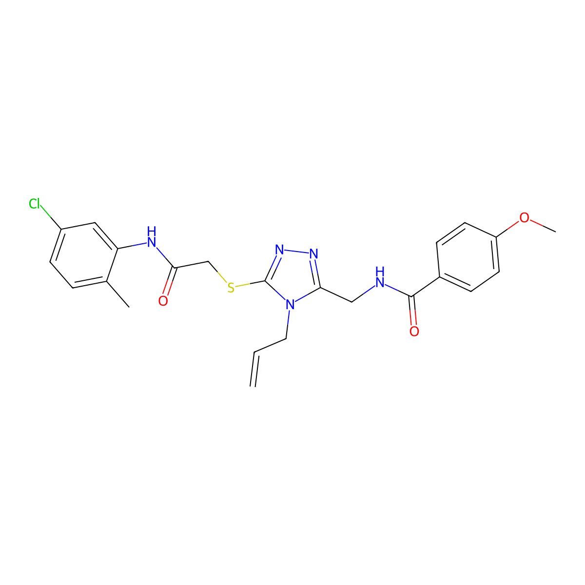 N-[[5-[2-(5-chloro-2-methylanilino)-2-oxoethyl]sulfanyl-4-prop-2-enyl-1,2,4-triazol-3-yl]methyl]-4-methoxybenzamide molecular structure, CAS 701245-21-8