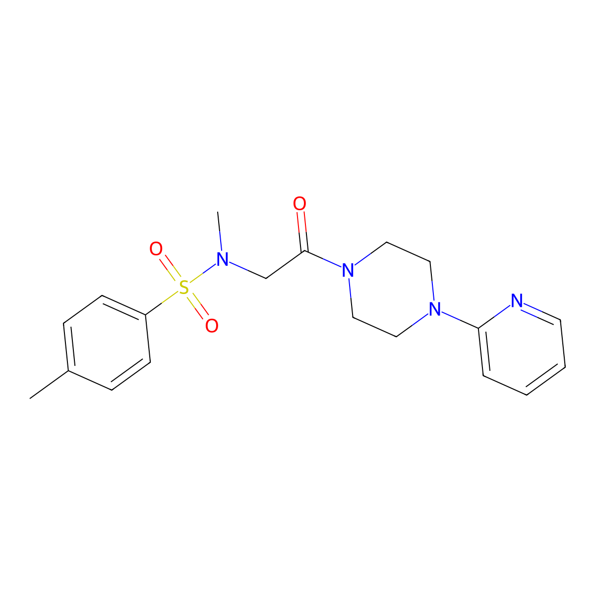 N,4-dimethyl-N-(2-oxo-2-(4-(pyridin-2-yl)piperazin-1-yl)ethyl)benzenesulfonamide molecular structure, CAS 701245-29-6