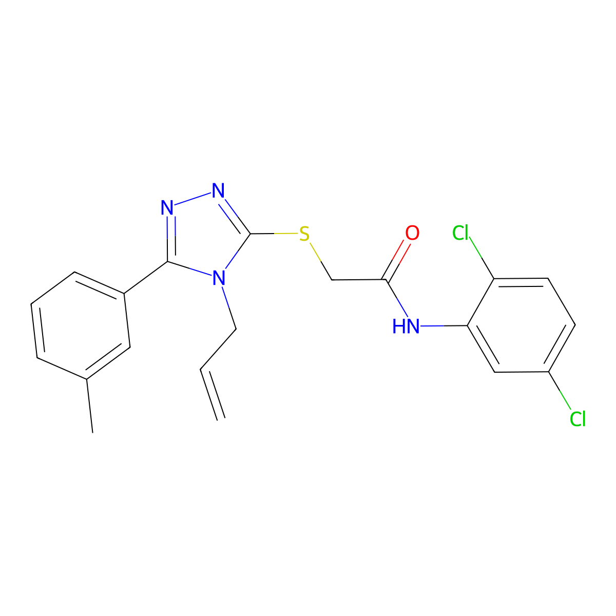 N-(2,5-dichlorophenyl)-2-[[5-(3-methylphenyl)-4-prop-2-enyl-1,2,4-triazol-3-yl]sulfanyl]acetamide molecular structure, CAS 701245-33-2