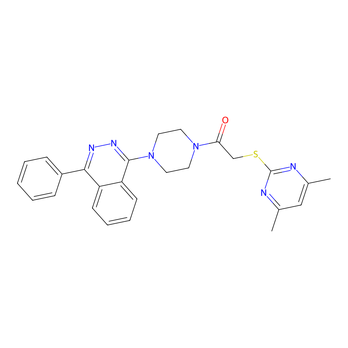 2-(4,6-Dimethylpyrimidin-2-yl)sulfanyl-1-[4-(4-phenylphthalazin-1-yl)piperazin-1-yl]ethanone molecular structure, CAS 701245-39-8