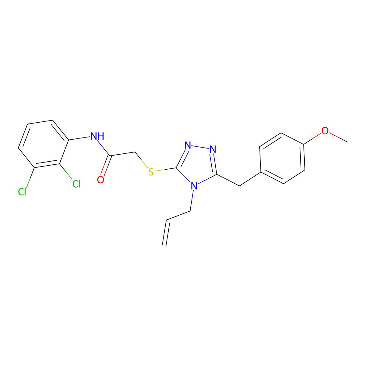 N-(2,3-dichlorophenyl)-2-[[5-[(4-methoxyphenyl)methyl]-4-prop-2-enyl-1,2,4-triazol-3-yl]sulfanyl]acetamide molecular structure, CAS 701245-45-6