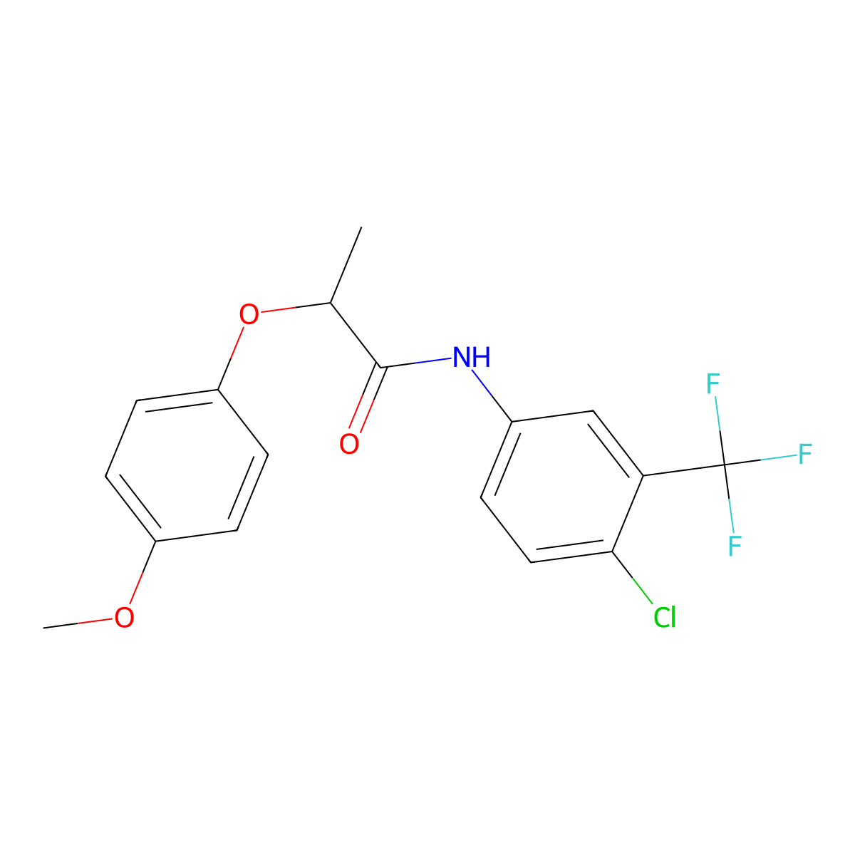 N-[4-chloro-3-(trifluoromethyl)phenyl]-2-(4-methoxyphenoxy)propanamide molecular structure, CAS 701245-84-3