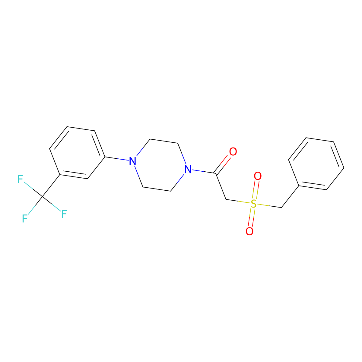 1-[(Benzylsulfonyl)acetyl]-4-[3-(trifluoromethyl)phenyl]piperazine molecular structure, CAS 701245-85-4