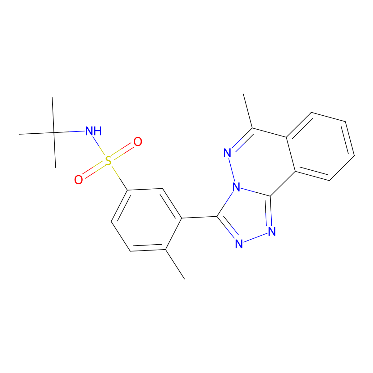 N-tert-butyl-4-methyl-3-(6-methyl-[1,2,4]triazolo[3,4-a]phthalazin-3-yl)benzenesulfonamide molecular structure, CAS 701245-92-3