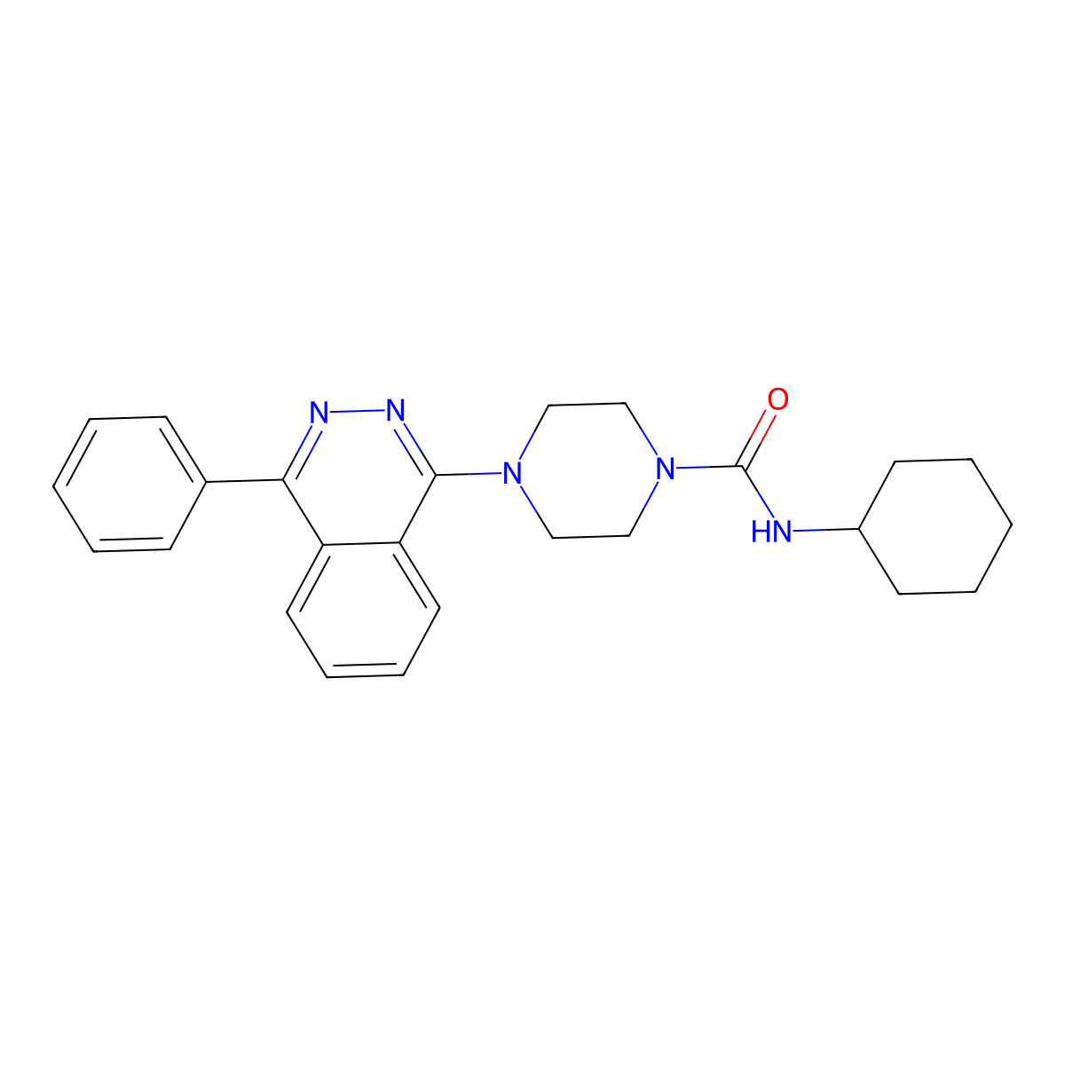 N-cyclohexyl-4-(4-phenylphthalazin-1-yl)piperazine-1-carboxamide molecular structure, CAS 701245-95-6