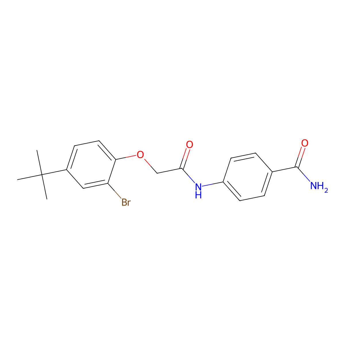 4-[[2-(2-Bromo-4-tert-butylphenoxy)acetyl]amino]benzamide molecular structure, CAS 701245-97-8