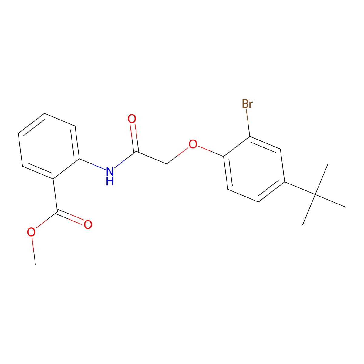 Methyl 2-{[(2-bromo-4-tert-butylphenoxy)acetyl]amino}benzoate molecular structure, CAS 701246-06-2