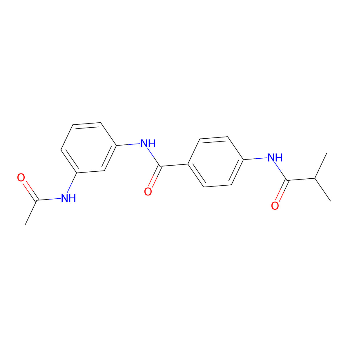 N-(3-acetamidophenyl)-4-(2-methylpropanoylamino)benzamide molecular structure, CAS 701246-09-5