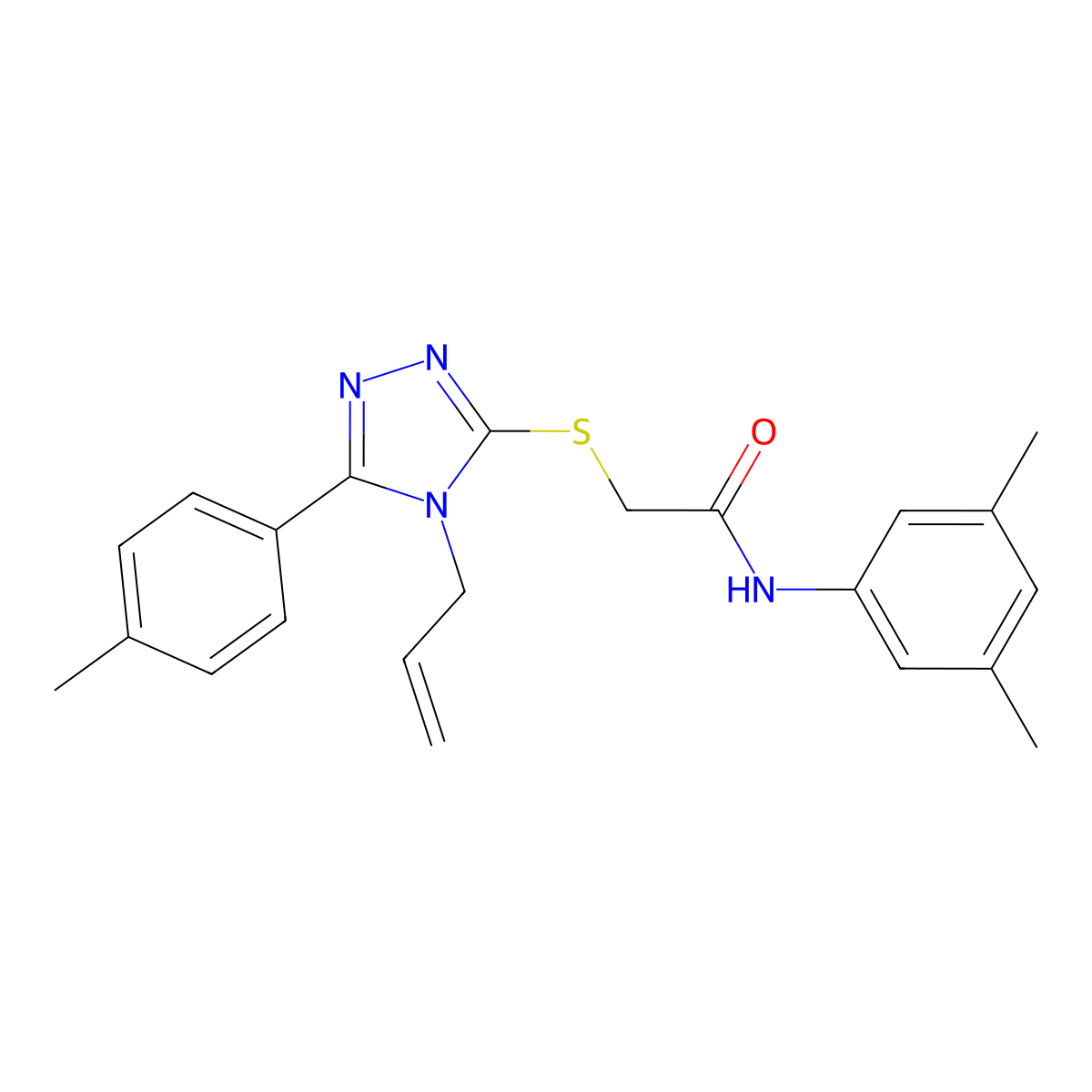 N-(3,5-dimethylphenyl)-2-[[5-(4-methylphenyl)-4-prop-2-enyl-1,2,4-triazol-3-yl]sulfanyl]acetamide molecular structure, CAS 701246-13-1