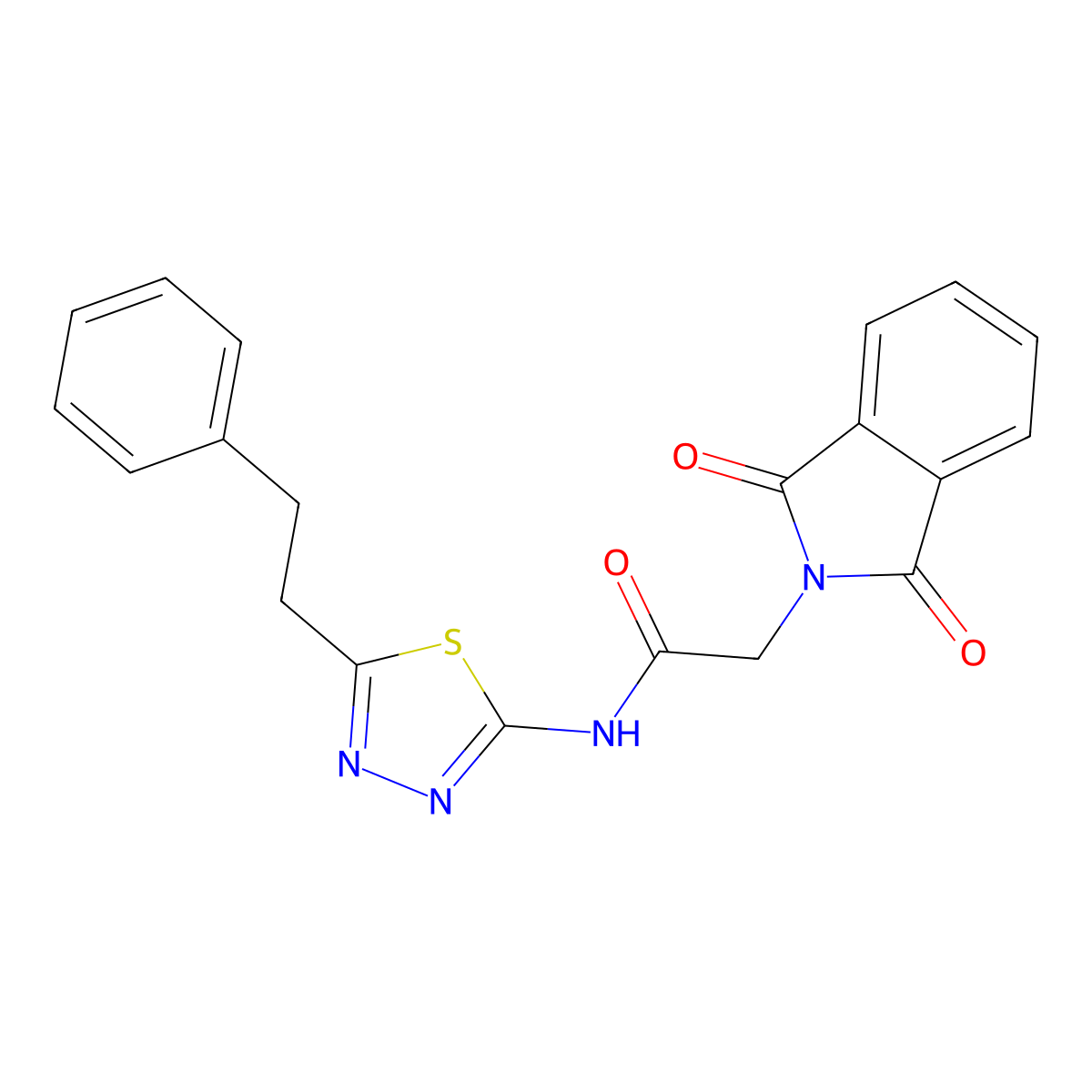 2-(1,3-dioxo-1,3-dihydro-2H-isoindol-2-yl)-N-[5-(2-phenylethyl)-1,3,4-thiadiazol-2-yl]acetamide molecular structure, CAS 701246-25-5