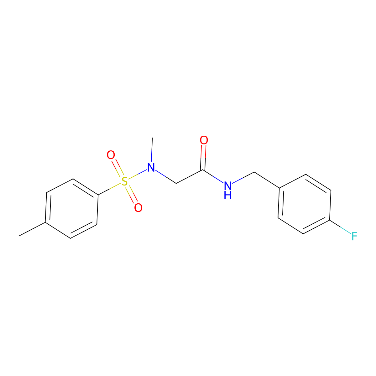 N-[(4-fluorophenyl)methyl]-2-[methyl-(4-methylphenyl)sulfonylamino]acetamide molecular structure, CAS 701246-27-7