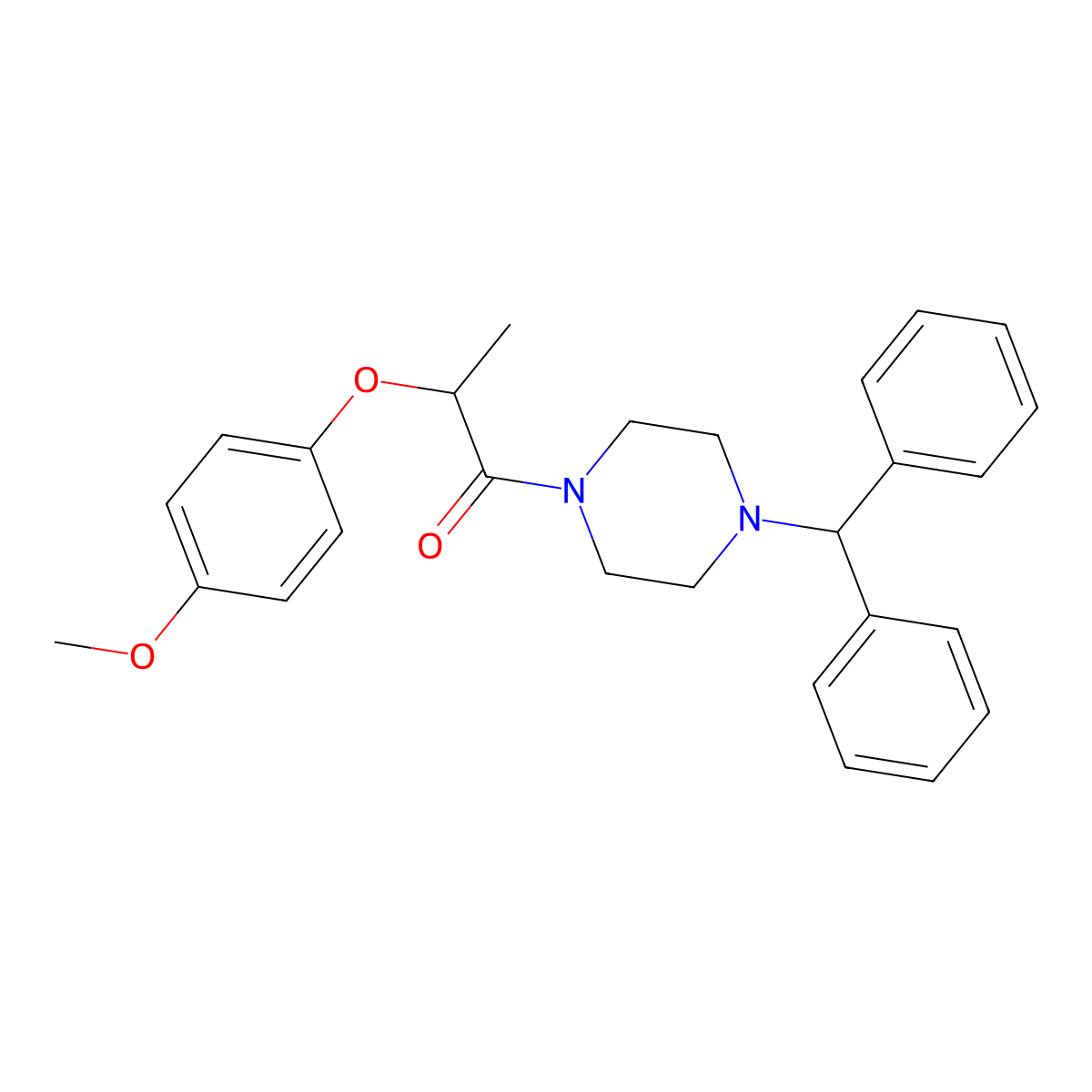 1-(4-Benzhydrylpiperazin-1-yl)-2-(4-methoxyphenoxy)propan-1-one molecular structure, CAS 701246-31-3