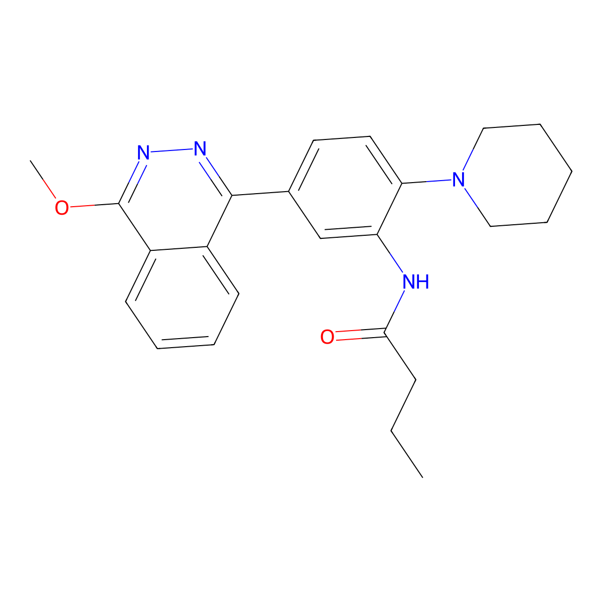 N-[5-(4-methoxyphthalazin-1-yl)-2-piperidin-1-ylphenyl]butanamide molecular structure, CAS 701246-36-8