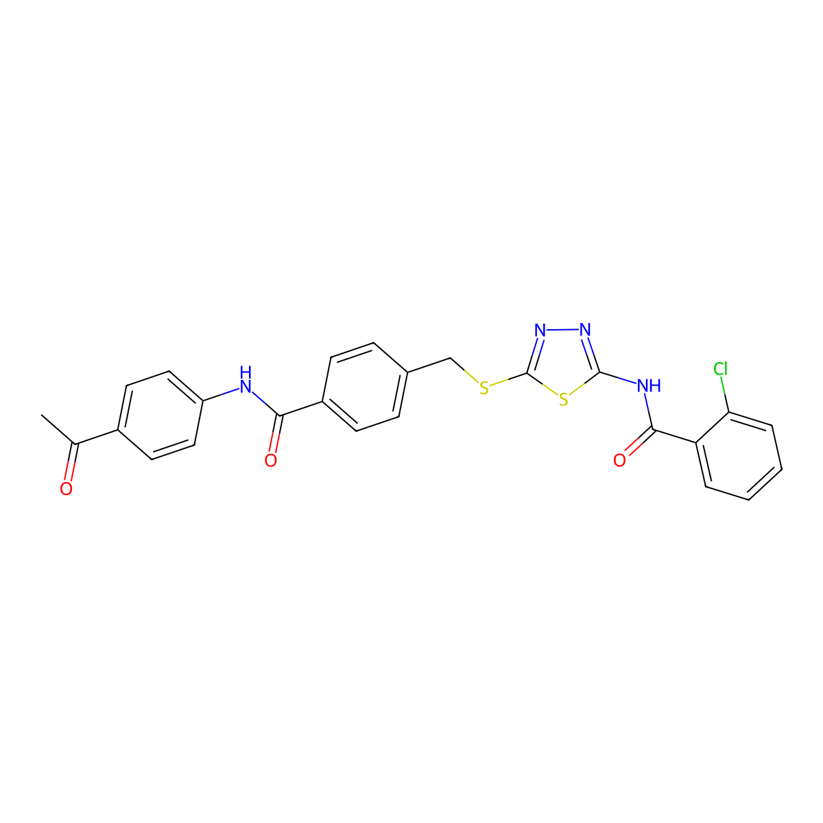 N-[5-({4-[(4-acetylphenyl)carbamoyl]benzyl}sulfanyl)-1,3,4-thiadiazol-2-yl]-2-chlorobenzamide molecular structure, CAS 701246-41-5