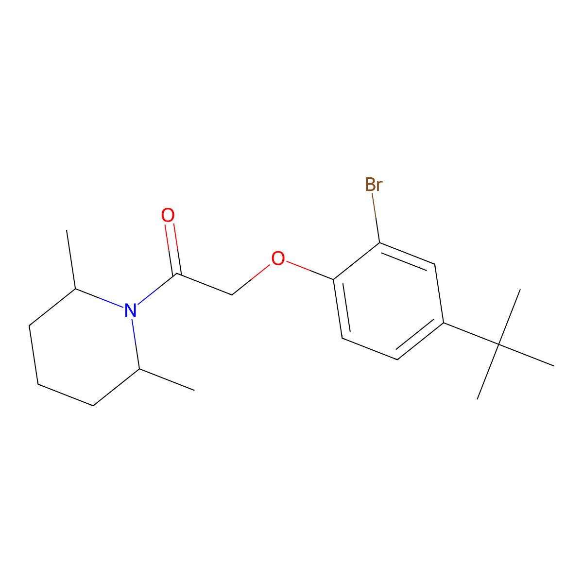 2-(2-Bromo-4-tert-butylphenoxy)-1-(2,6-dimethylpiperidin-1-yl)ethanone molecular structure, CAS 701246-43-7