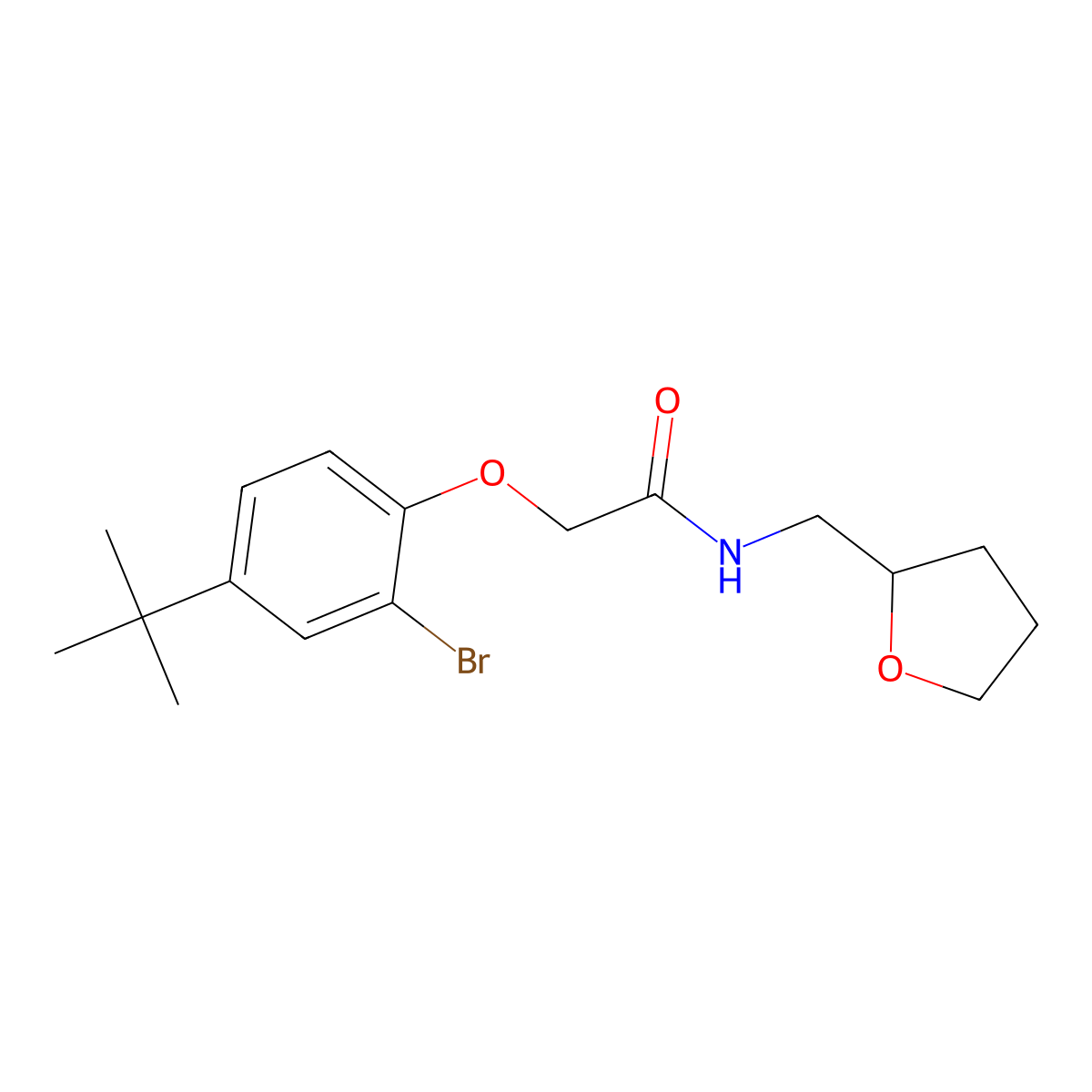 2-(2-bromo-4-tert-butylphenoxy)-N-(oxolan-2-ylmethyl)acetamide molecular structure, CAS 701246-50-6