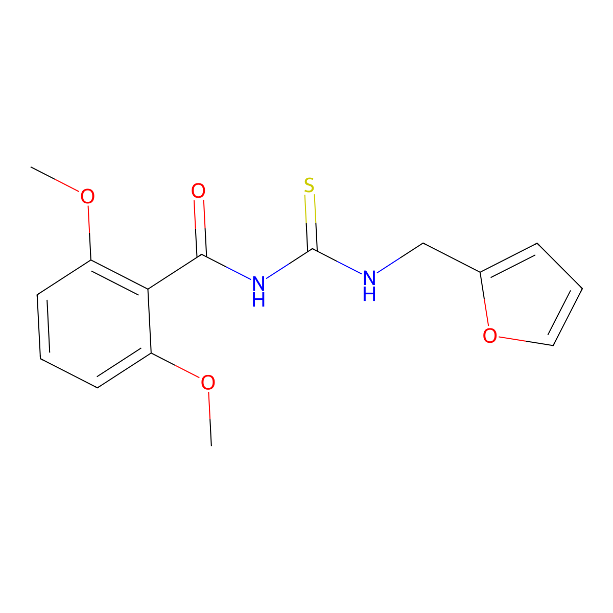 N-(furan-2-ylmethylcarbamothioyl)-2,6-dimethoxybenzamide molecular structure, CAS 701246-55-1