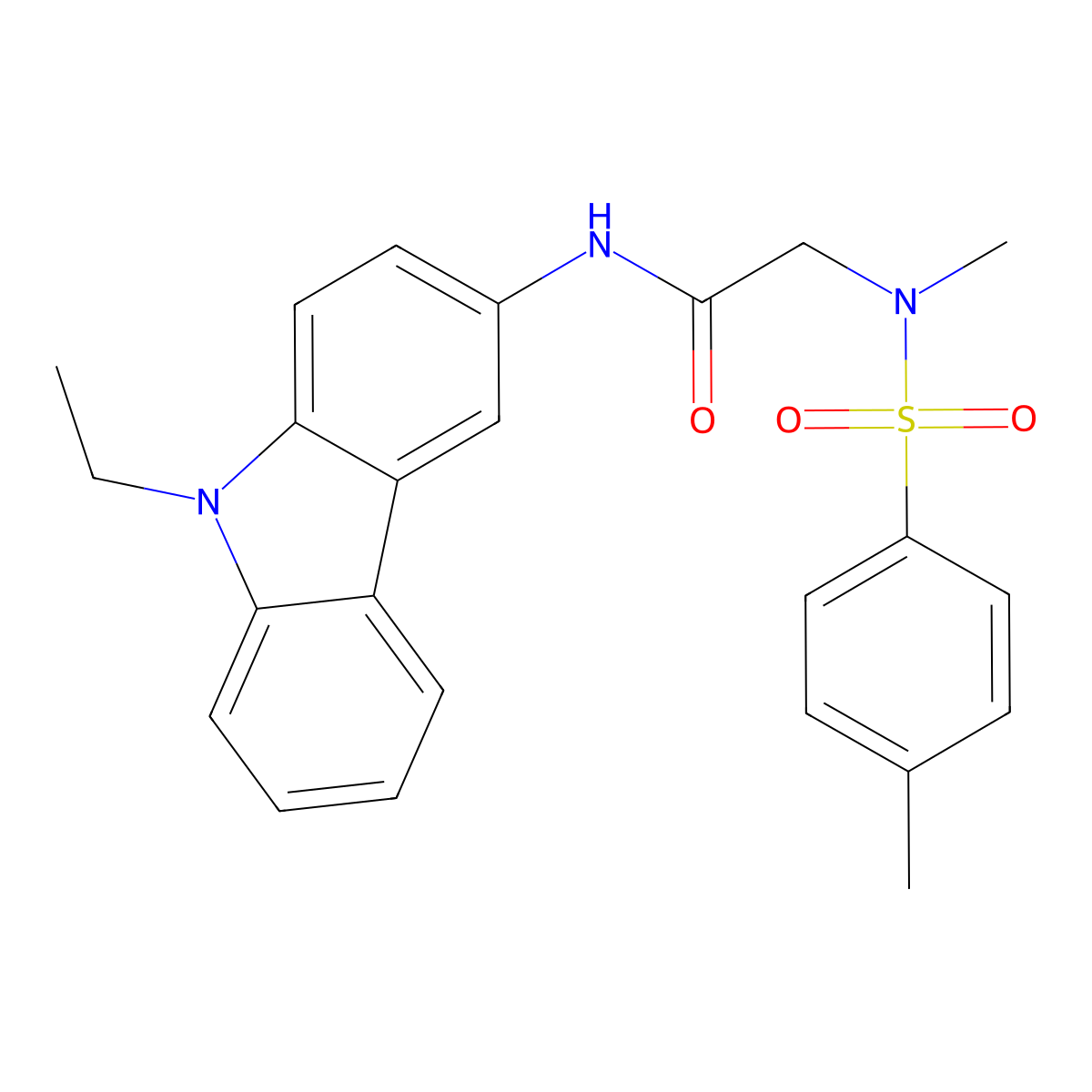 N-(9-ethylcarbazol-3-yl)-2-[methyl-(4-methylphenyl)sulfonylamino]acetamide molecular structure, CAS 701246-61-9