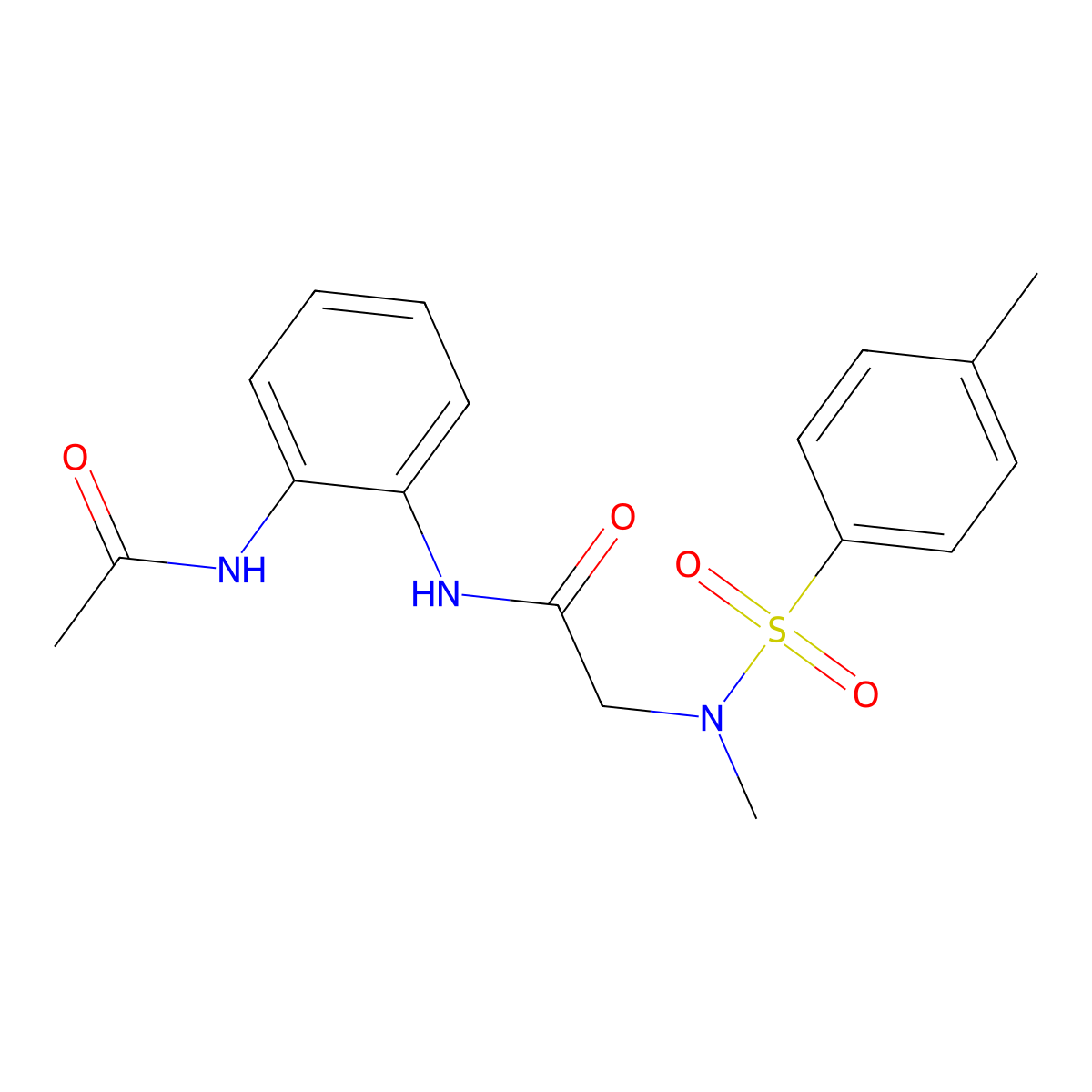 N-(2-acetamidophenyl)-2-[methyl-(4-methylphenyl)sulfonylamino]acetamide molecular structure, CAS 701246-82-4