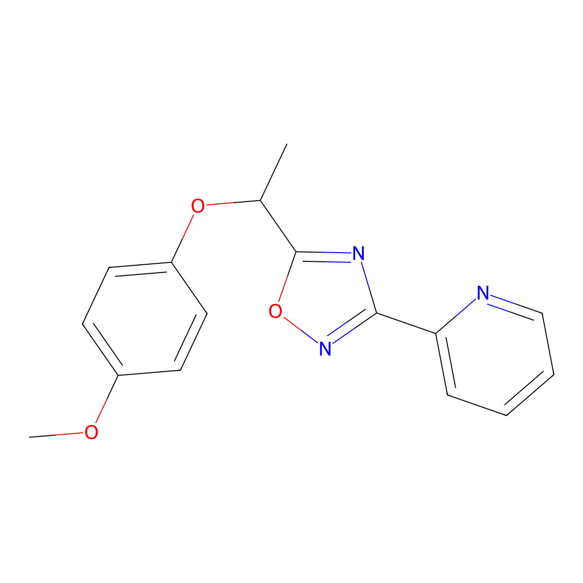 2-{5-[1-(4-Methoxyphenoxy)ethyl]-1,2,4-oxadiazol-3-yl}pyridine molecular structure, CAS 701246-95-9