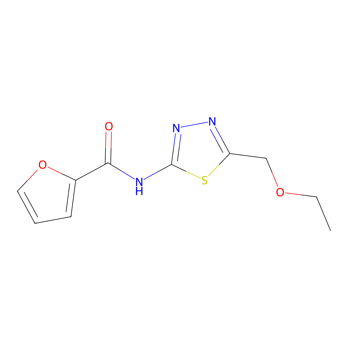 N-(5-(ethoxymethyl)-1,3,4-thiadiazol-2-yl)furan-2-carboxamide molecular structure, CAS 701246-96-0