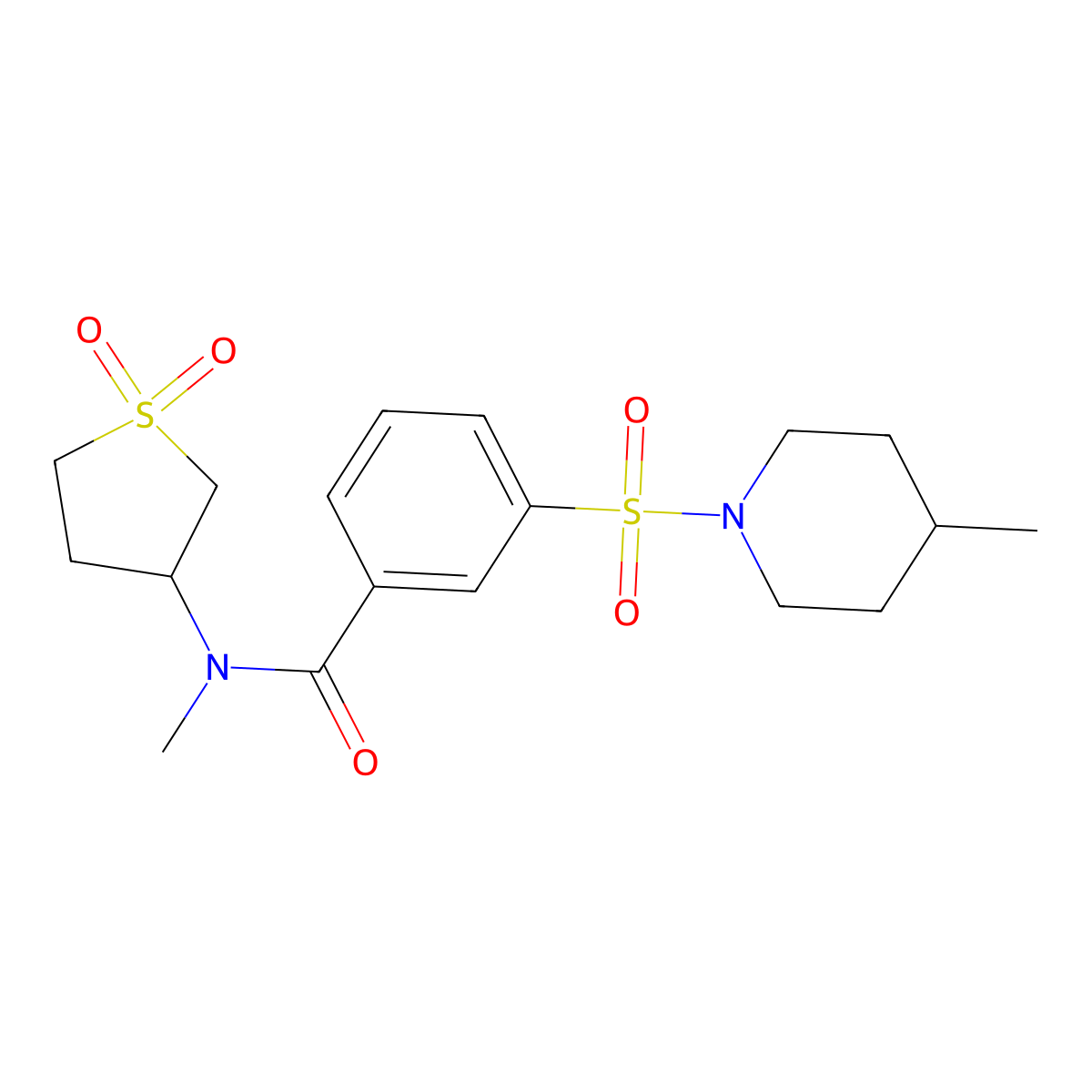N-(1,1-dioxidotetrahydro-3-thienyl)-N-methyl-3-[(4-methyl-1-piperidinyl)sulfonyl]benzamide molecular structure, CAS 701246-97-1