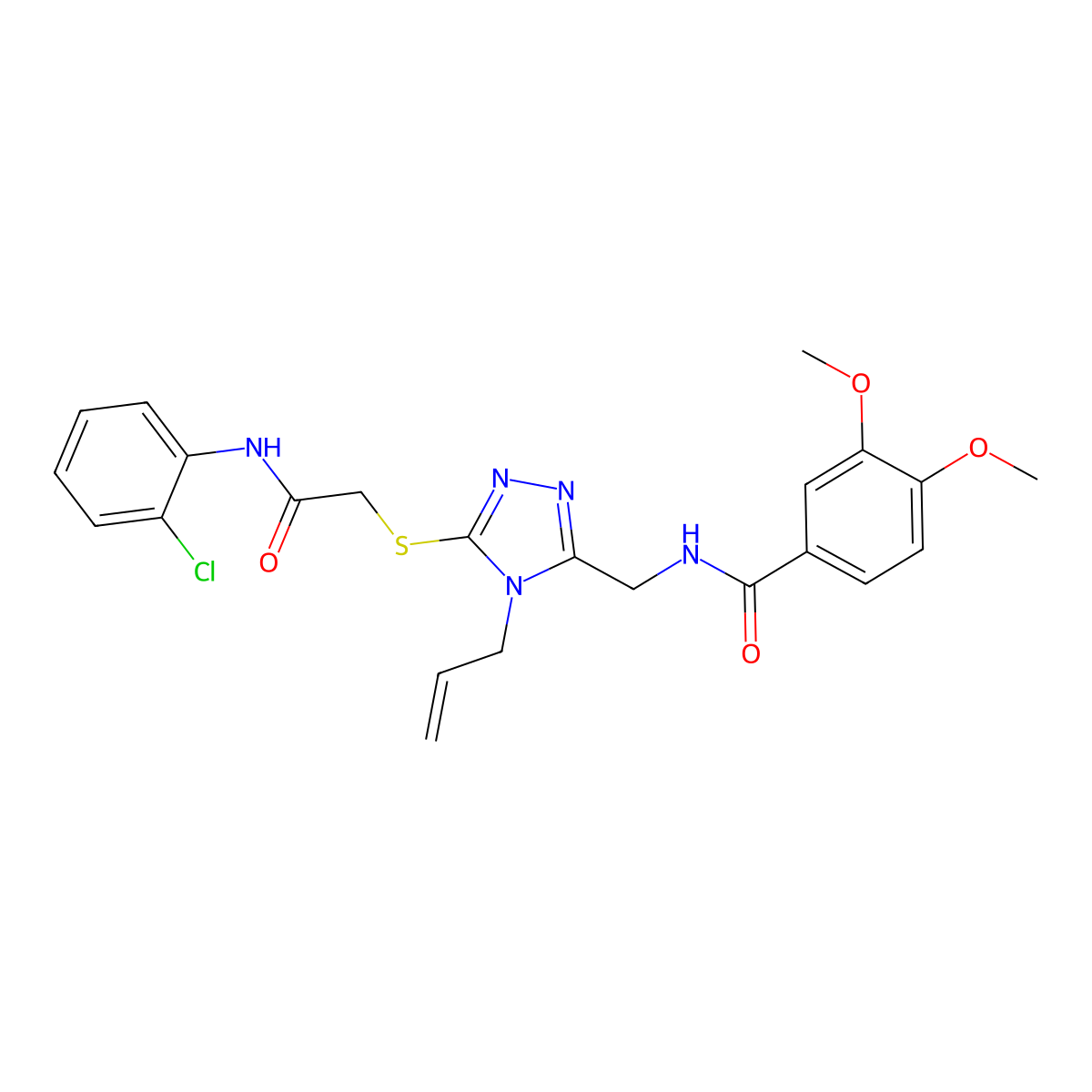 N-[[5-[2-(2-chloroanilino)-2-oxoethyl]sulfanyl-4-prop-2-enyl-1,2,4-triazol-3-yl]methyl]-3,4-dimethoxybenzamide molecular structure, CAS 701247-04-3